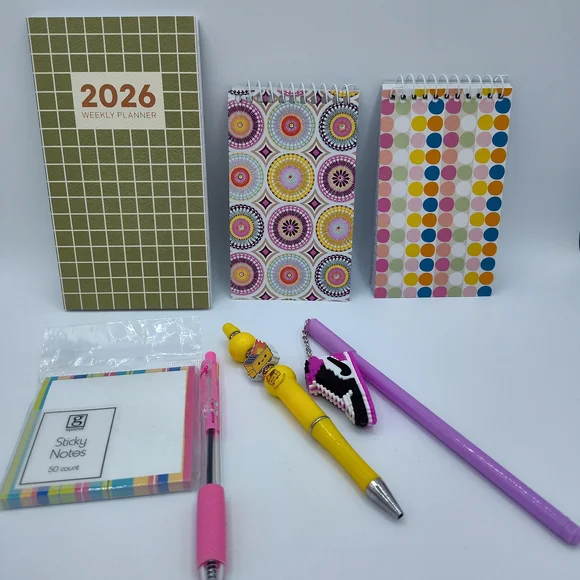 Stationery Bundle 2026 Planner Notepads Pens Sticky Notes Set Stocking Stuffer - Picture 1 of 5